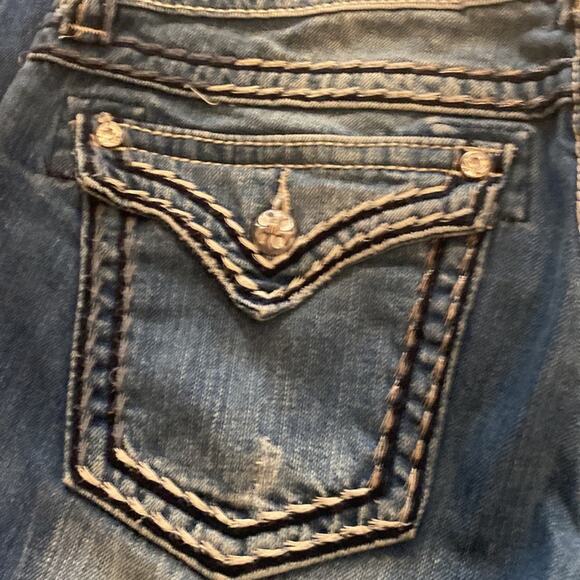 Miss Me Women’s Bootcut Denim Blue Jeans Studded Silver Stitching EUC Sz 30 - Picture 8 of 16
